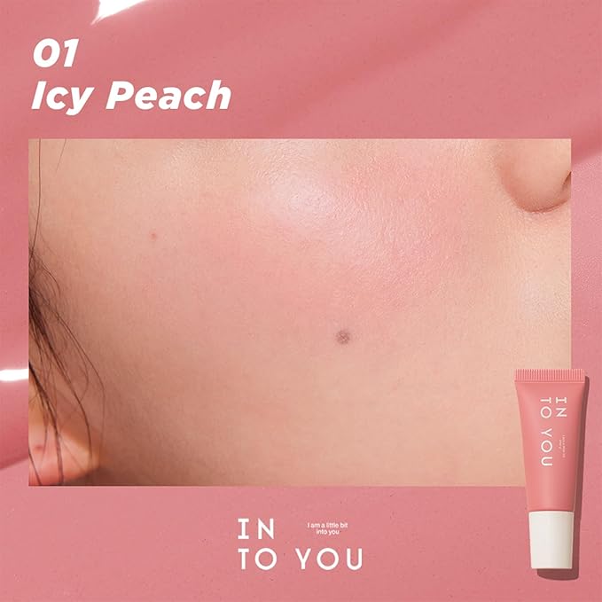 INTO YOU Liquid Blush for Cheeks, Water Sense Evolves Into Soft Fog Powder Matte and Natural Finish, Light and Comfortable Cream to Hold Makeup, Icy Peach(A01)