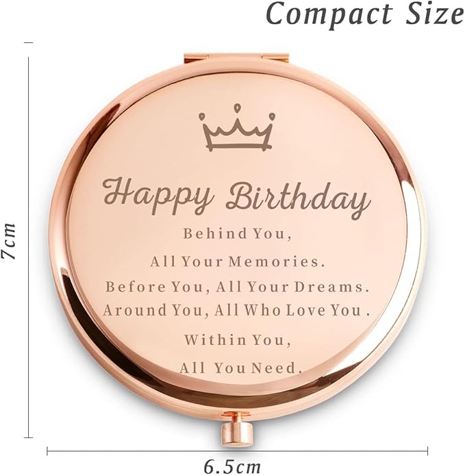Birthday Gifts for Women Girls, Sweet Female Birthday Presents for Her Sister Friend Wife Niece Daughter Daughter Aunt Mom Grandma Nana, Personalized Engraved Compact Mirror Gift Ideas
