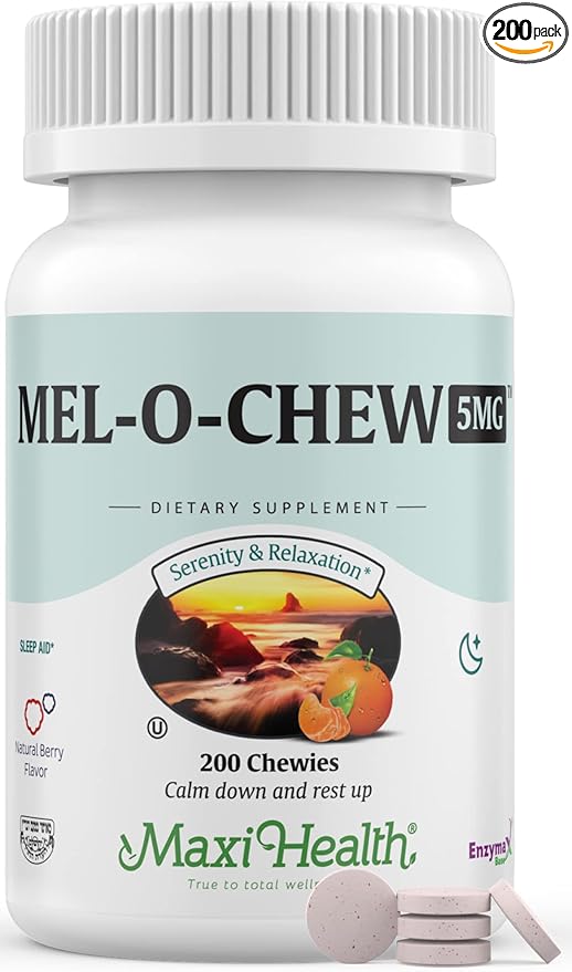 Maxi Health Melatonin 5mg Extra-Strength Fast Acting Melatonin – Encourage Natural Sleep with Melatonin'– Non-Habit Forming Sleep Support Kosher (200 Units)