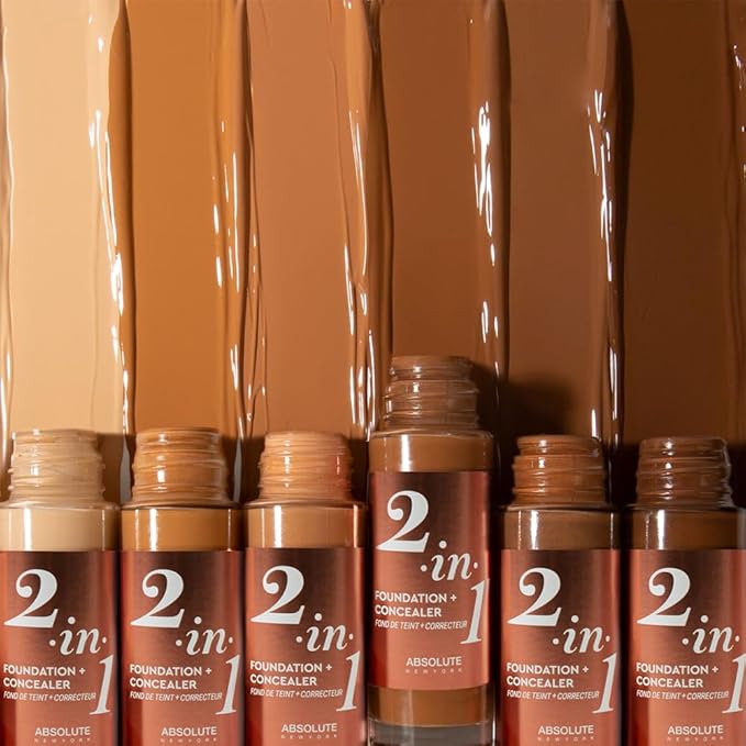 Absolute New York 2-in1 Foundation + Concealer (Cool Almond, 1.41 fl oz pack of 1)