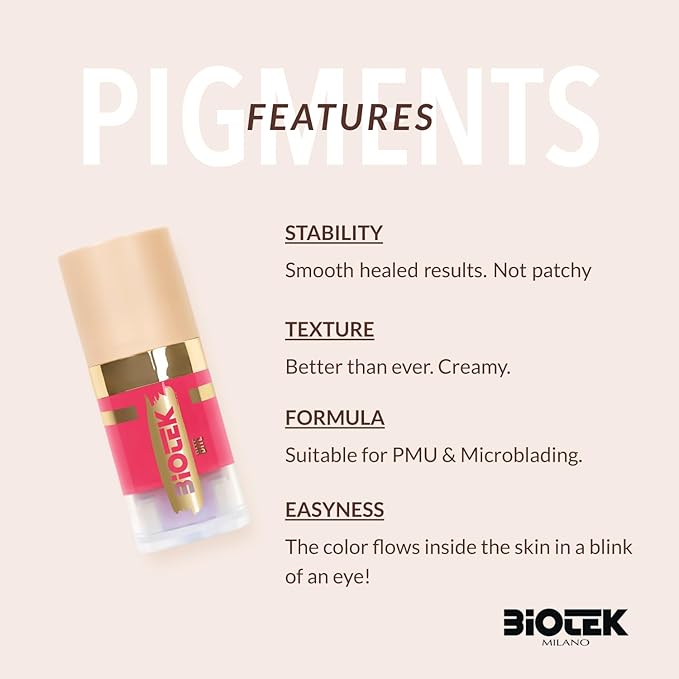 Biotek Lip Pigment for Permanent Makeup - Bright Hot Pink Lip Color - Made in Italy - Bite 0,24 fl.oz.