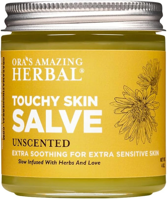 Touchy Skin Salve, Eczema Cream for Kids and Adults, Natural Sensitive Skin Treatment, Itch Cream, Calendula Ointment, 4 oz