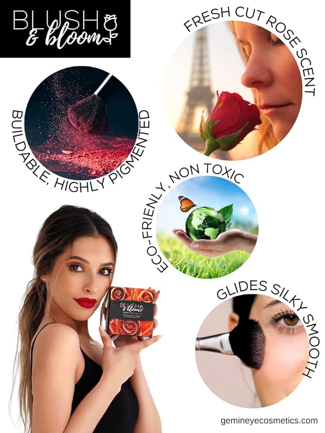 Radiant Roses GEM IN EYE Blush & Bloom Classic Edition 3D Silk Rose Blush-On Powder Rose Makeup Blush