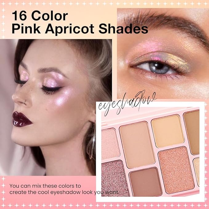16 Colors Eyeshadow Palette,Matte&Glitter&Shimmer Eyeshadow Makeup,Naturing-Looking,High Pigment Waterproof Eye Shadow Palette Makeup, 100% Cruelty-free (03#Nude Series)