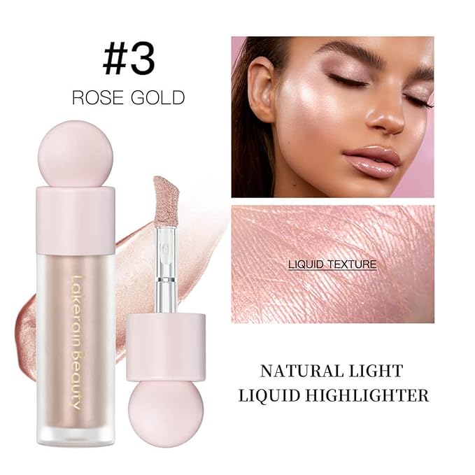 MEICOLY Light Liquid Highlighter,Long Lasting Liquid Luminizer Shimmer Stick,Waterproof Smooth Highlight Face Illuminator,Silky Natural Glow Makeup Sparkly Highlighters for Face,03 Enchant