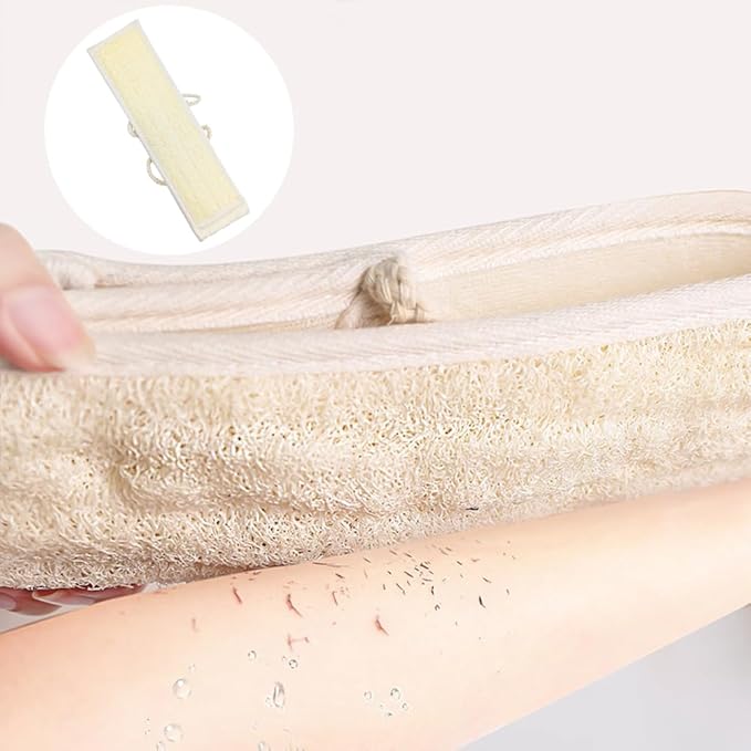 2 Pack Two-Sided Bath & Body Back Scrubber Natural Loofah Sponge Back Exfoliating Scrubber Combo Set Deep Clean & Invigorate Your Skin for Men and Women