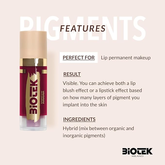 Biotek Lip Pigment for Permanent Makeup - Bordeaux Color for Lip - Made in Italy - Bordeaux 0,61 fl.oz.