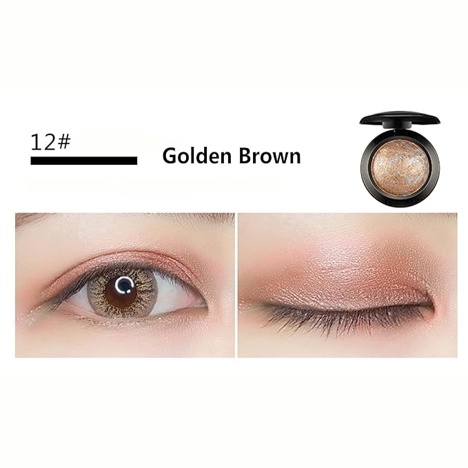 Mallofusa Single Color Baked Eye Shadow Palette Glitter Powder ,Brown,CES3812