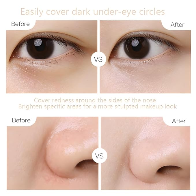 2pcs Light Beige Concealer Crayon Set, Brightening Creamy Under Eye Stick, Sustainable Beauty Makeup (Fair/Light Beige)