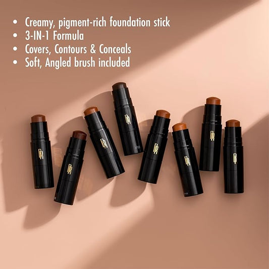 Black Radiance Color Perfect Foundation Stick with Soft Brush Applicator Duo – Buildable, Blendable Versatile Pigment-Rich Formula - Espresso