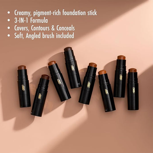 Black Radiance Color Perfect Foundation Stick with Soft Brush Applicator Duo – Buildable, Blendable Versatile Pigment-Rich Formula - Beautiful Bronze