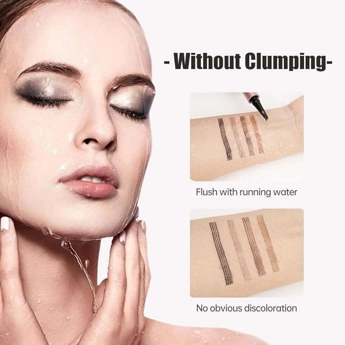 2 Pcs Microblading Eyebrow Pen, 2025 Upgraded 3D Waterproof 4-Tip Eyebrow Pencil, Natural Makeup Long-Lasting Fine Stroke Magic Eyebrow Pencil for Women Stay on All Day (04 Black*2)