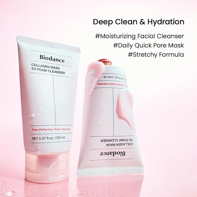BIODANCE Collagen Mask To Foam Cleanser, Face Wash for Women, 2-in-1 Pore Mask and Hydrating Foaming Facial Cleanser for Sensitive Skin, Oily Skin, 5.07 fl. oz. (150 ml)