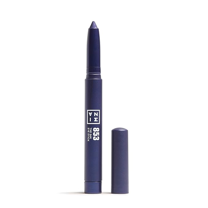 3INA The 24H Eye Stick - Creamy, Waterproof Formula - 2 In 1 Eyeshadow And Eyeliner - Highly Pigmented Shades - 24 Hour Long Lasting - Matte, Sparkly Or Metallic Finish - 853 Dark Blue - 0.049 Oz