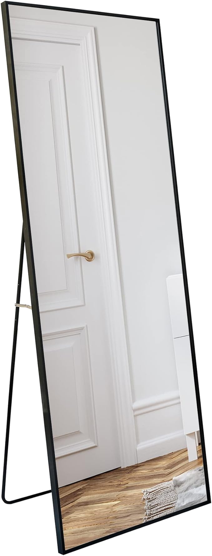 Americanflat 21x58 Full Length Mirror with Stand - Standing Mirrors with Durable Frame - Modern Mirror for Bathroom, Bedroom, Living Room - Mirrors for Wall Display and Home Decor - Black