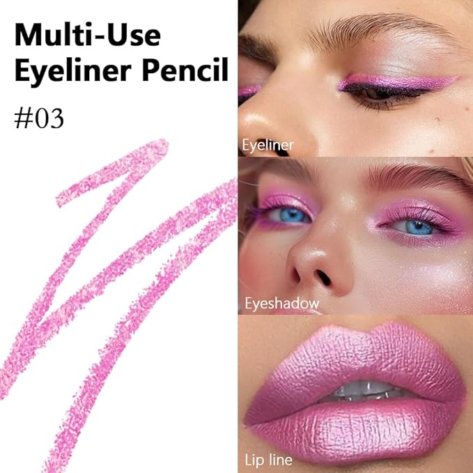 Kaely Gel Eyeliner Pencil for Women, Pearl Pink Eye Liner Waterproof Smudge Proof with Sharpener, Waterline Eye Makeup Liners, delineador de ojos contra el agua, Vegan & Cruelty-Free, 03