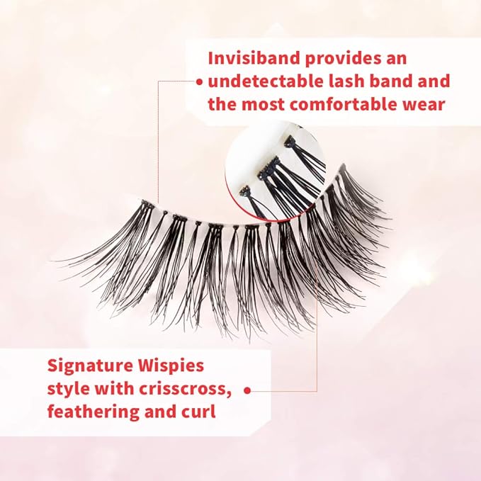 Ardell Wispies False Eyelashes 113 - Natural Wispy Lashes, Lightweight Reusable Strip Lashes, 6 Pairs, 1 Pack