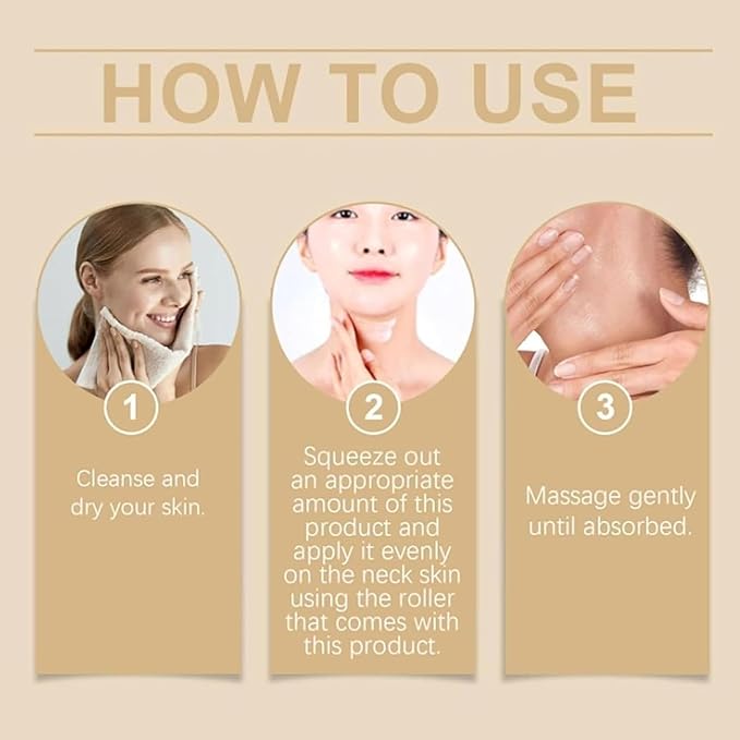 Ah-8 Firming Neck Cream, Beauty Neck Cream With Roller, Ah8 Moisturizing & Tightening Lotion Cosmetic Skin Repair.