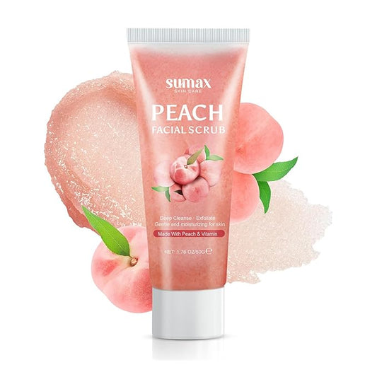 Peach Facial Scrub,Exfoliating Body Scrub,Hydrating and Gentle Smoothing Scrub for Body & Face,Remove Dull, Dead Skin, Minimize Pores, Essential Skin Care - 1.76 OZ