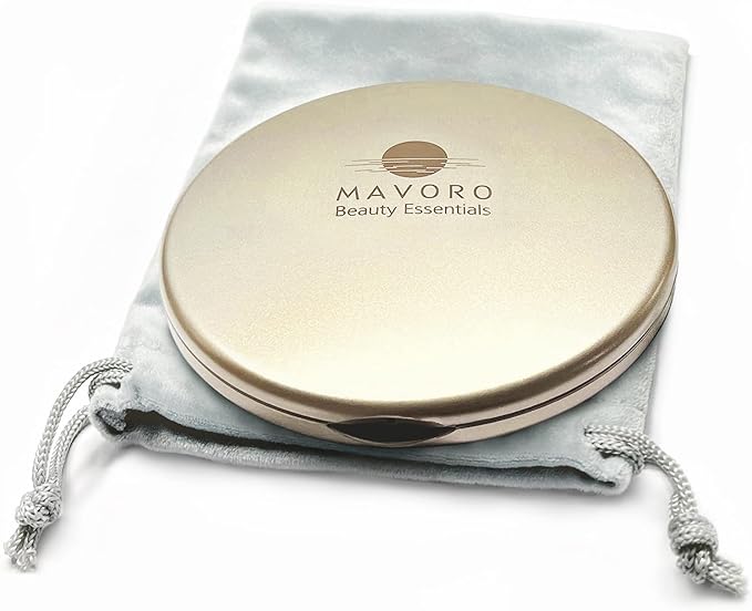 Magnifying Compact Mirror for Purses, 1x/10x Magnification – Double Sided Travel Makeup Mirror, 4 Inch Small Pocket or Purse Mirror. Distortion Free Folding Portable Compact Mirrors (Champagne Gold)
