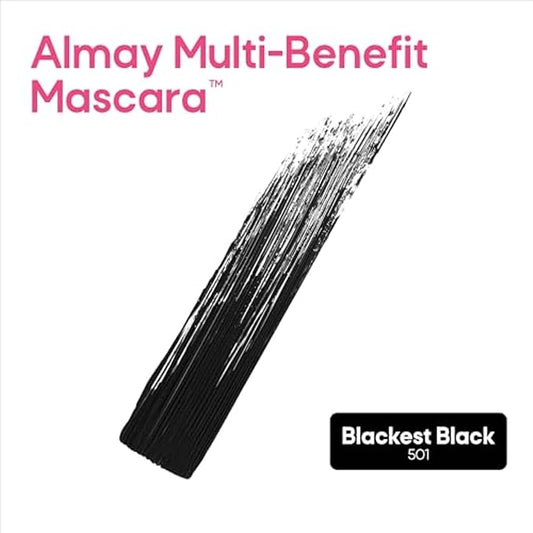 Almay Mascara, Volume, Length, Definition & Conditioning, Multi-Benefit Eye Makeup, Hypoallergenic and Fragrance-Free, 501 Blackest Black