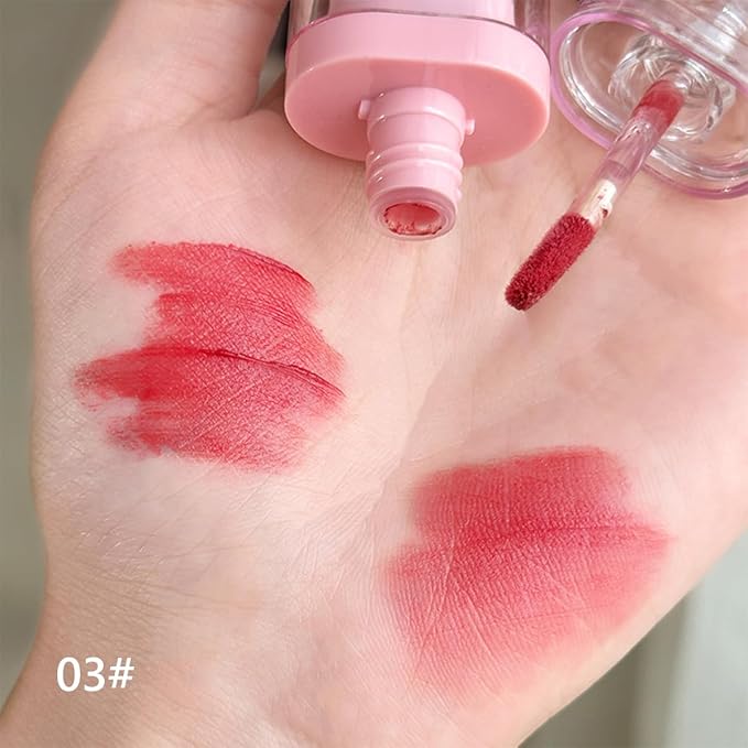 3 Colors Cute Lip Glosses Set, Matte Lip Stain Kit, Liquid Lipstick for Women,Velvet Lip Glaze,Long Lasting Lipstick Non-sticky Lip Gloss, Makeup Gift for Girls and Women (Set A)