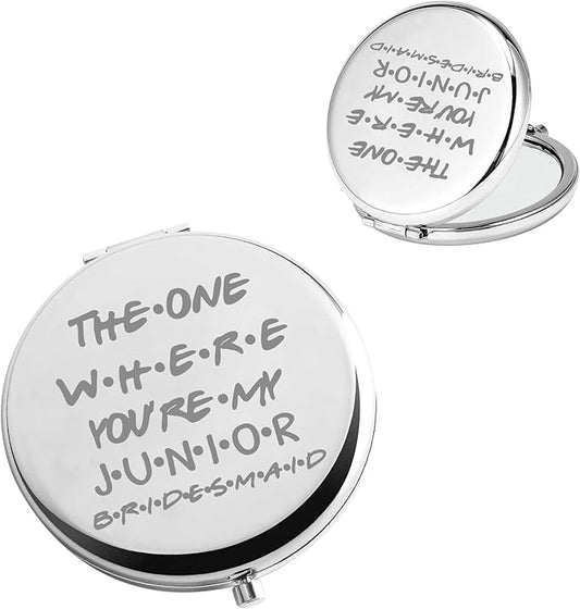 BAUNA Junior Bridesmaid Gift Bridesmaid Proposal Gift The One Where You're My Junior Bridesmaid Compact Mirror for Bridesmaid (Where JuniorB CMS)