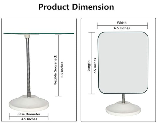 YEAKE Adjustable Flexible Gooseneck Makeup Mirror,360°Rotation Folding Portable Desk Vanity Mirror with Stand Shower Shaving Cosmetic Mirror Square Large