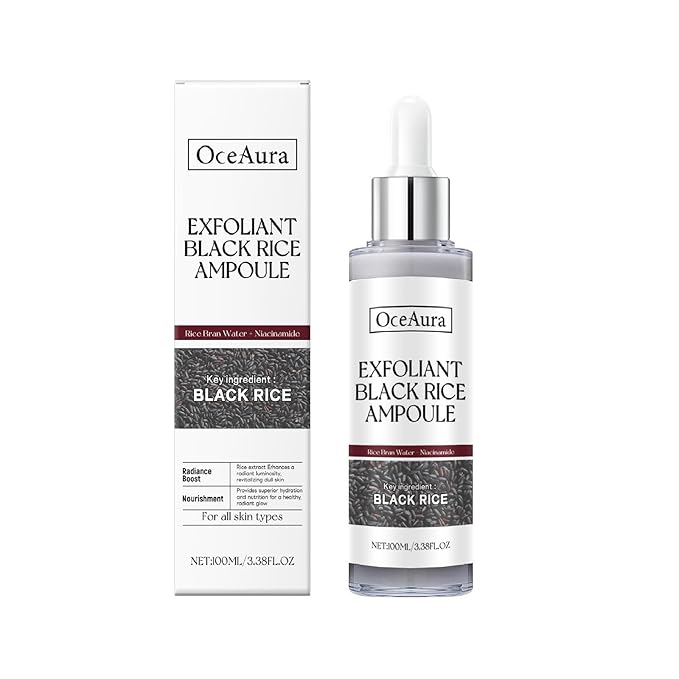 Black and White Rice Exfoliant, Premium Rice Ampoule Exfoliating Solution Face and Body Peeling Moisturizing for All Skin.(1Pcs Black)