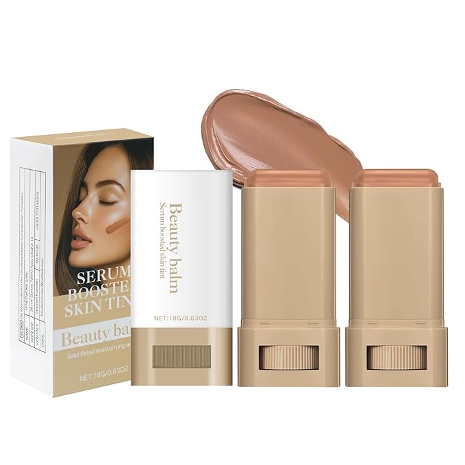 Foundation Stick Beauty Balm Serum Boosted Skin Tint Moisturizing Serum Contour Balm Makeup Suitable for All Skin Tones Create a Natural, Flawless Makeup Skin Tint Stick,03 2pcs