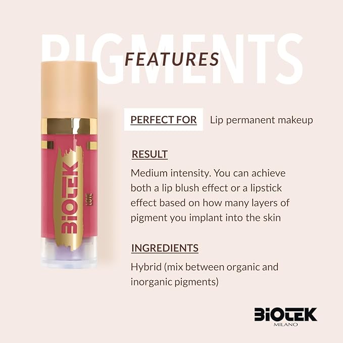 Biotek Lip Pigment for Permanent Makeup - Pink Color for Lip - Made in Italy - Love 0,61 fl.oz.