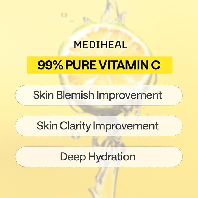 Mediheal Vitamin C Essential Sheet Mask Clear Toning 10 pcs. 99% Pure Vitamin C & 10 Vita Actives for hydration, blemish. Vegan formula.