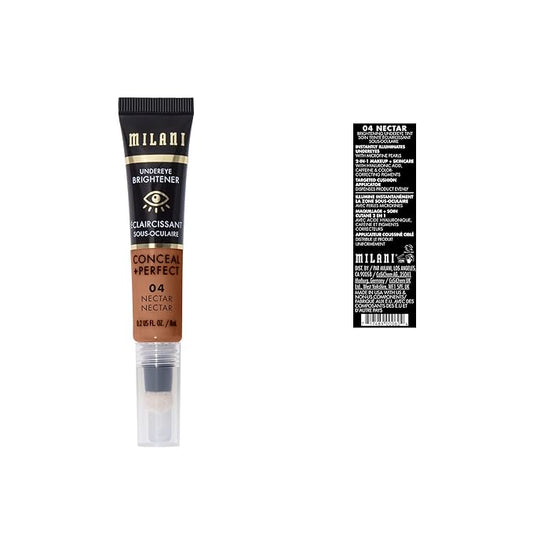 Milani Conceal + Perfect Undereye Brightener for Treating Dark Circles, Face Lift Collection - Nectar