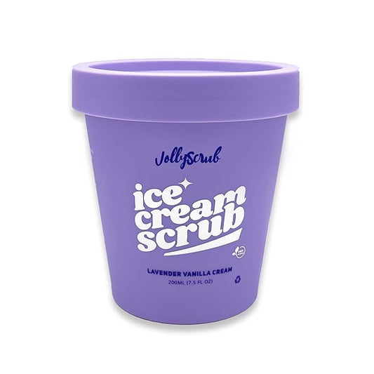 Ice Cream Scrub - Clean Moisturizing Sugar Scrub w/Whipped Shea Butter & Nourishing Oils – Fights Dry Skin & Creates Long Lasting Hydration (7.5 Fl Oz, Lavender Vanilla Cream)