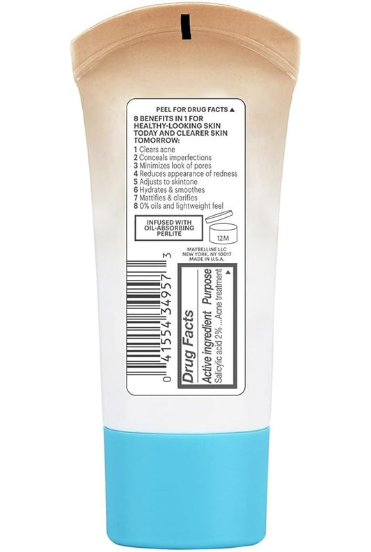 Maybelline Dream Pure Skin Clearing BB Cream, 8-in-1 Skin Perfecting Beauty Balm With 2% Salicylic Acid, Sheer Tint Coverage, Oil-Free, Medium, 1 Count