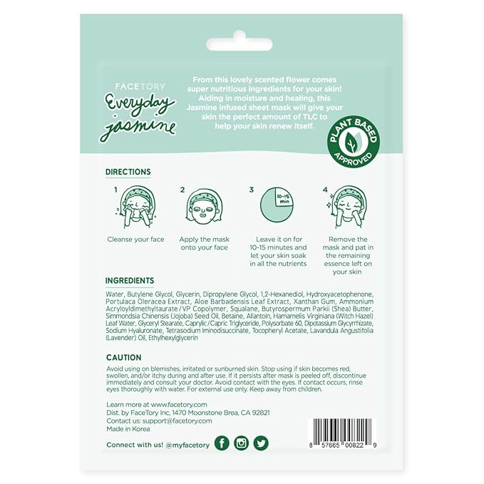 FACETORY K Beauty Face Mask Skin Care - EVERYDAY 8 COLLECTION Sheet Mask Set | Natural Premium Korean Face Mask For All Skin Types - No Sulfates No Parabens (8 pc)