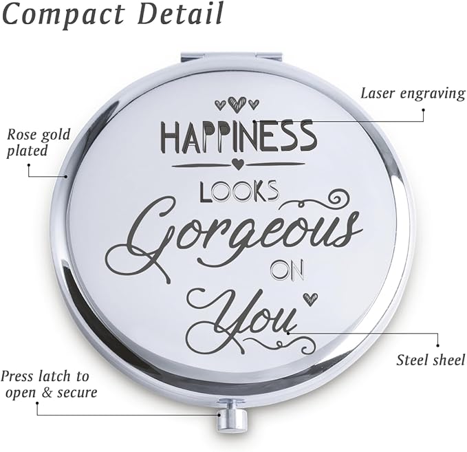 Personalized Gifts for Women Girls, Inspirational Compact Mirrors, 2025 Graduation Gifts for Her, Unique Mothers Day Birthday Gifts for Mom Sister Wife Daughter Niece, Friendship Gifts for Friends
