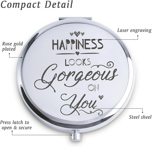 Personalized Gifts for Women Girls, Inspirational Compact Mirrors, 2025 Graduation Gifts for Her, Unique Mothers Day Birthday Gifts for Mom Sister Wife Daughter Niece, Friendship Gifts for Friends