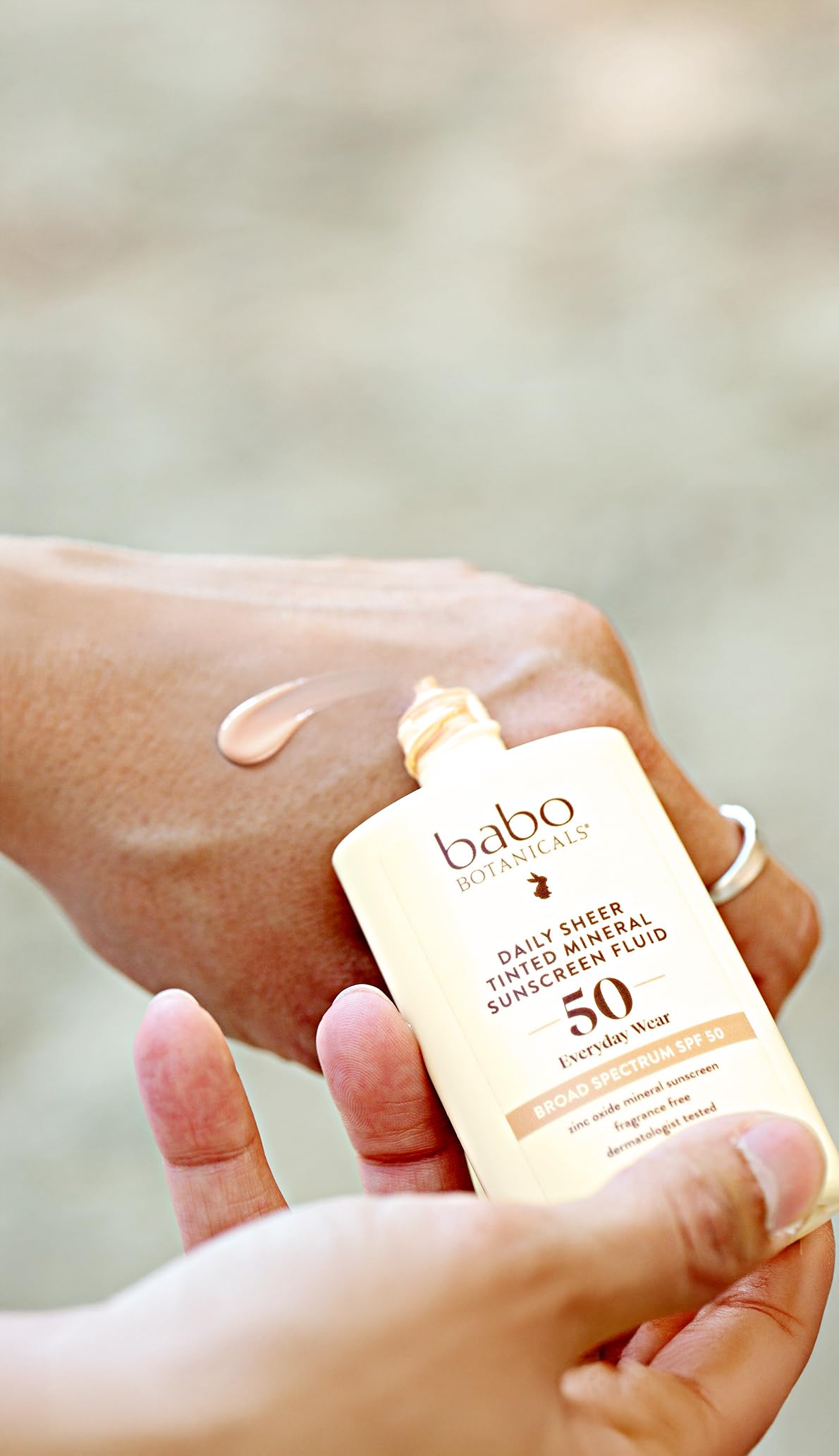 Babo Botanicals Daily Sheer Tinted Mineral Sunscreen Fluid SPF50 - Natural Zinc Oxide - Passion Fruit Oil - Golden-Hued Tint - Fragrance Free - Ultra-Lightweight - For Face - For all ages