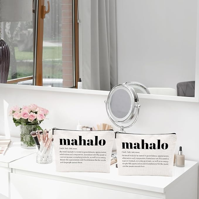 2pcs Makeup Bags Hawaii Cosmetic Bag Hawaiian Gifts Hawaiian Souvenirs Thank You Gifts for Women Female Grandma Mom Sister Friend Wife Travel Toiletry Bag Christmas Thanksgiving Birthday gift