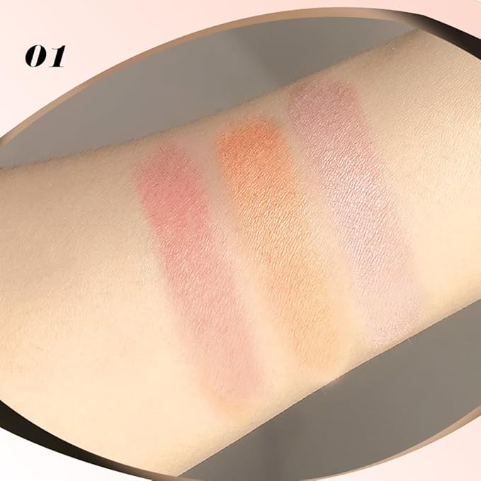 Matte Shimmer Blush Highlight Bronzer Powder Palette with Mirror for Face Cheek Contour Brightening,Buildable Coverage Natural Makeup,Ultra Sculpt Nose Shadow (Matte rose pink nude)