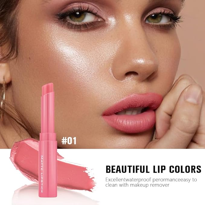 6-Color Velvet Matte Lipstick Balm-in-Pencil for Lips Makeup, Ultra Hydrating, Long-Lasting High lmpact Color Soft Finish, Waterproof Moisturized Lips