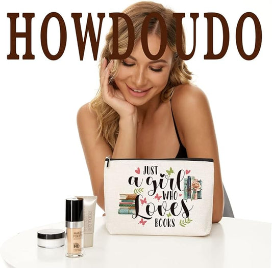 Book Lovers Gifts Just A Girl Who Loves Books Makeup Bag Gifts for Readers Book Lovers Women Birthday Gift for Her Sister Best Friend Daughter Book Gifts Inspirational Gifts