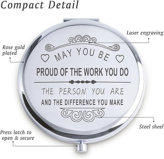 Personalized Gifts for Women Girls, Inspirational Compact Mirrors, 2025 Graduation Gifts for Her, Unique Mothers Day Birthday Gifts for Mom Sister Wife Daughter Niece, Friendship Gifts for Friends