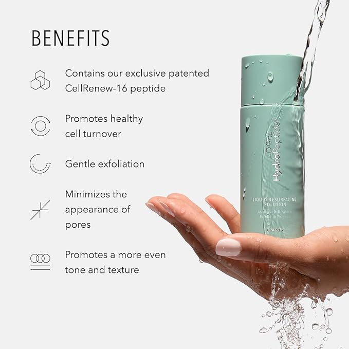 HydroPeptide Liquid Resurfacing Solution, Daily Leave-On Peptide Exfoliant with 2% Salicylic Acid, Exfoliate & Illuminate, 4 Ounce