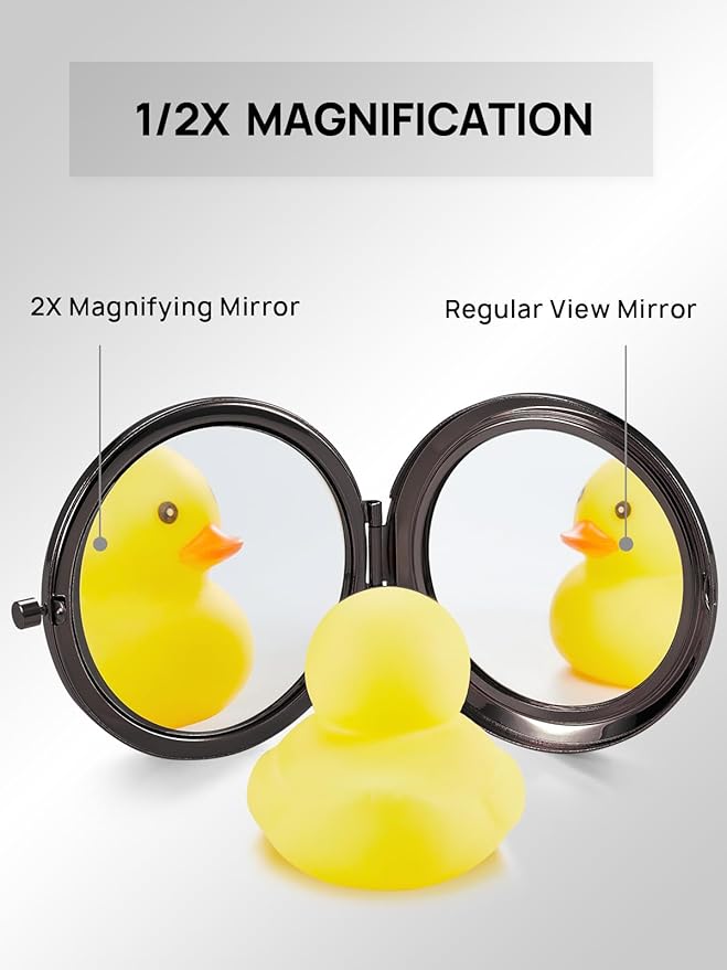 Metal Mirror 1x/2x and PU Leather Mirror 1x/3x Compact Mini Makeup Mirror Black