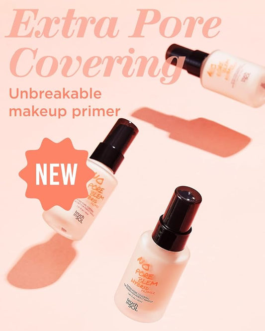 TOUCH IN SOL No Poreblem Hybrid Primer + Redness Correcting Base Set - Extra Pore Covering Matt Finish Sebum and Shine Control - Tone Neutralizing before Foundation, 1.01 + 1.01 fl.oz.