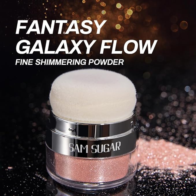 Glitter Body Highlighter Powder Body Shimmer Sparkle Face Highlighter Powder for Face Eyes Body Glow Makeup With sponge head（02#）