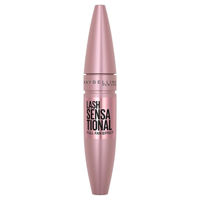Maybelline Lash Sensational Washable Mascara, Lengthening and Volumizing for a Full Fan Effect, Blackest Black, 1 Count