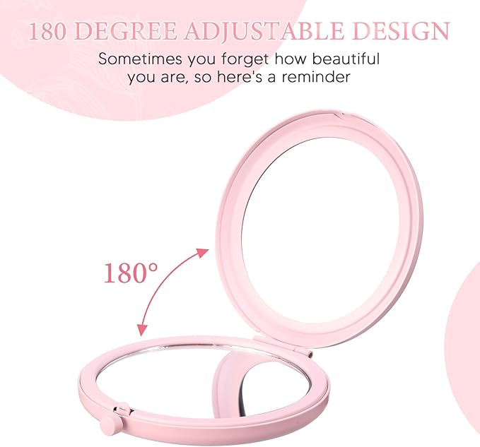 6-Pack Inspirational Compact Mirrors – 'Sometimes You Forget You're Beautiful' – Pink Pocket Mirrors – Appreciation Gifts for Women, Party Favors, Magnifying Makeup Mirrors